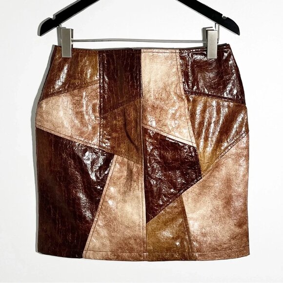 NWT Andersson Bell Chloe faux-leather patchwork skirt Size Small - Picture 6 of 10